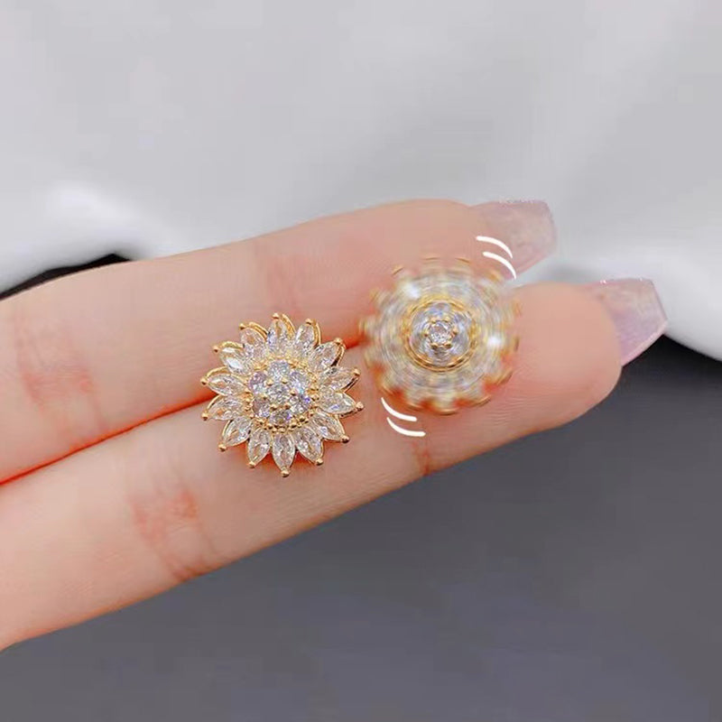 Aretes Girasol Giratorio: Amor y Luz